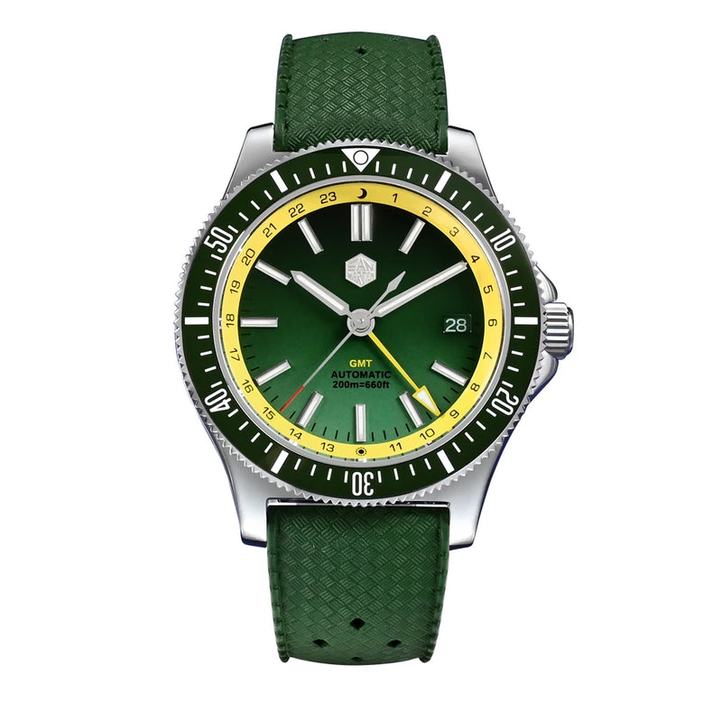 San Martin  SN0119-G 原創設計 41mm GMT Dive Watch NH34 Automatic Mechanical Quick Release Bracelet Waterproof 200m Luminous