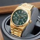 OBLVLO Elegant 3 Sub-dial Sports Watches Stainless Steel Moonphase Automatic Mechanical Watch Luminous Waterproof Watch TM-MUT-GQGS