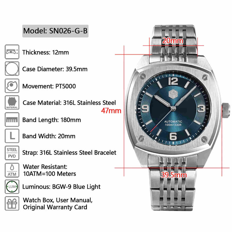 SAN MARTIN SN026-G 70's Style 機械錶