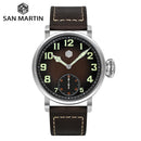 San Martin SN0095-G-DB Vintage 44.5mm Pilot ST3621 Manual Mechanical Men Watch Simple Military Style Sapphire Glass Waterproof 10Bar C3 lume