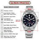 SAN MARTIN SN0129-G-B GMT Automatic Gemstone Dial Date Display 39mm 10ATM Watch