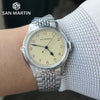 San Martin SN0105-G-NB 38.5mm Stainless Steel Retro Pilot Watch NH35 Simple Military Style Men Automatic Mechanical Wristwatch 10Bar