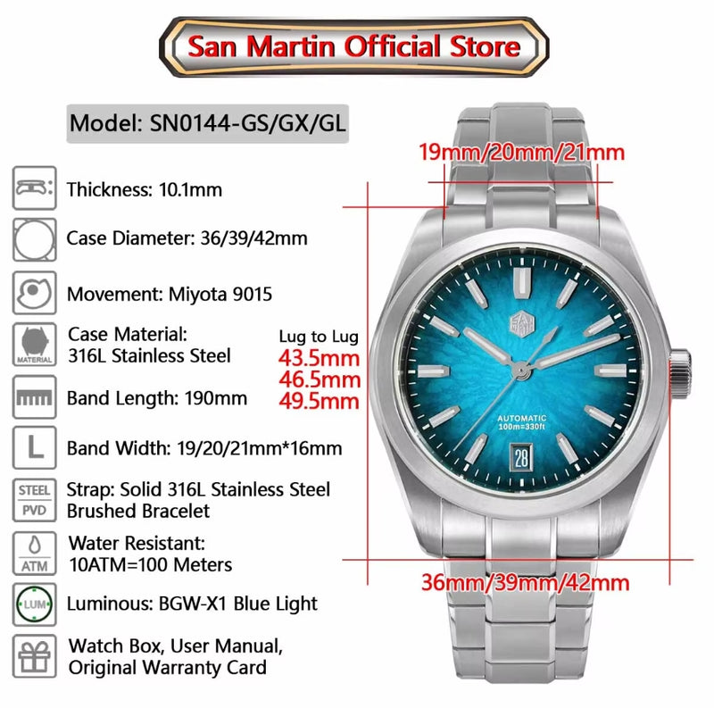 SAN MARTIN SN0144 Miyota 9015 JianZhan 中國風 Enamel Dial Watch