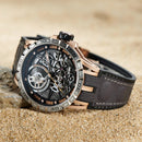 Oblvlo LM Series Rose Gold Luxury Automatic Skeleton Watch For Men LM-RBRB