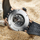 Oblvlo LM Series Rose Gold Luxury Automatic Skeleton Watch For Men LM-RBRB