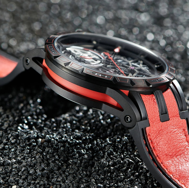 Oblvlo LM-BBBE Men Luxury Automatic Skeleton Watches Plated With Black PVD