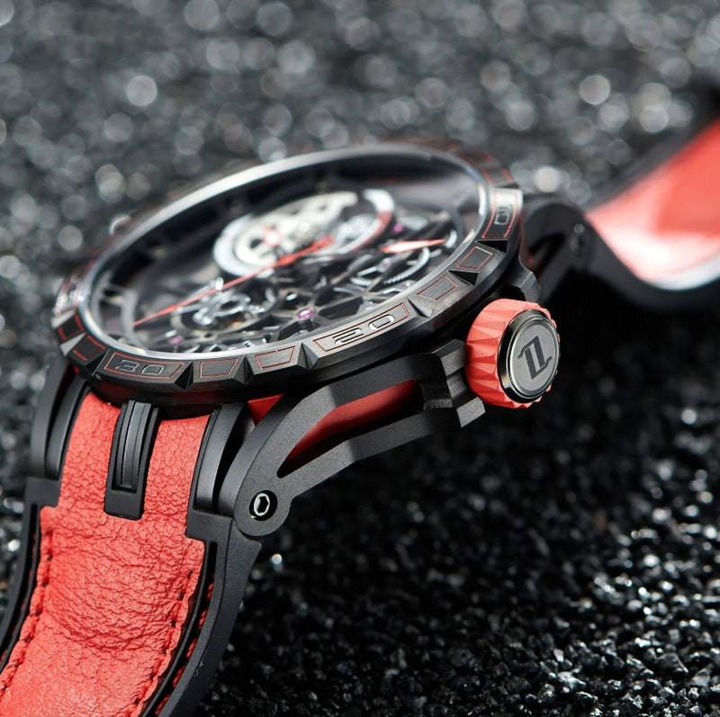 Oblvlo LM-BBBE Men Luxury Automatic Skeleton Watches Plated With Black PVD