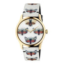 GUCCI 古馳 G-Timeless 蜂蝶面腕錶/YA1264109 白色錶面女士裝不銹鋼石英手錶