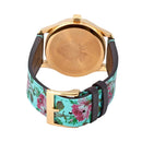 GUCCI古馳 YA1264085 G-Timeless Aqua Floral Print Dial & Leather Band Ladies Watch