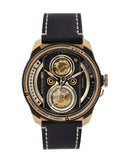 TACS ATL 復古黑金雙鏡頭自動錶 Automatic Twin Lens Retro TS-2002B 黑色皮帶
