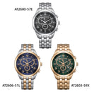 Citizen 星辰 Eco-Drive Chronographs （Black Dial ）AT2600-57E /（Green Dial ）AT2603-59X /（Blue Dial）AT2606-51L 光動能計時表