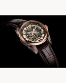 Bulova  Sutton 98A165 Automatic men's watch 43mm Skeleton Rose Gold and Brown Watch 100m