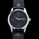 GUCCI古馳 G-Timeless 蜜蜂星星圖紋 石英中性腕錶 黑色錶面女士裝不銹鋼石英手錶