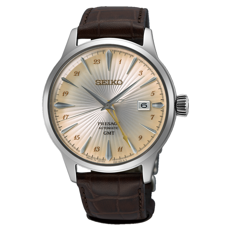 Seiko Presage SSK041J1 Cocktail Time Automatic GMT Cream Yellow Dial Watch JAPAN