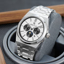 OBLVLO Elegant 3 Sub-dial Sports Watches Stainless Steel Moonphase Automatic Mechanical Watch Luminous Waterproof Watch TM-MUT-YWYS