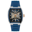 Bulova Maquina 98A318 Automatic Blue Skeleton Dial Stainless Steel Men's Watch