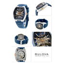 Bulova Maquina 98A318 Automatic Blue Skeleton Dial Stainless Steel Men's Watch