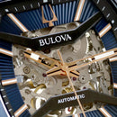 Bulova Maquina 98A318 Automatic Blue Skeleton Dial Stainless Steel Men's Watch