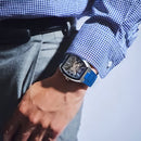 Bulova Maquina 98A318 Automatic Blue Skeleton Dial Stainless Steel Men's Watch
