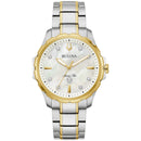 Bulova Marine Star 98P227 White Dial Gold Tone Diamond 10ATM Ladies Quartz Watch