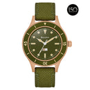 Bulova MIL-SHIPS 98A324 Automatic Green Dial Bronze Case CORDURA Strap Men Watch