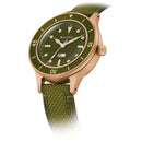 Bulova MIL-SHIPS 98A324 Automatic Green Dial Bronze Case CORDURA Strap Men Watch