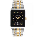 Bulova Quadra 98D153 Black Dial Diamond Accents Stainless Steel Men Quartz Watch