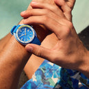 Bulova Snorkel 98B445 Blue Aquarium Dial Date Display 10ATM Men's Quartz Watch