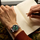 Bulova Surveyor 96B429 Automatic Green Dial Date Display Stainless Steel Watch