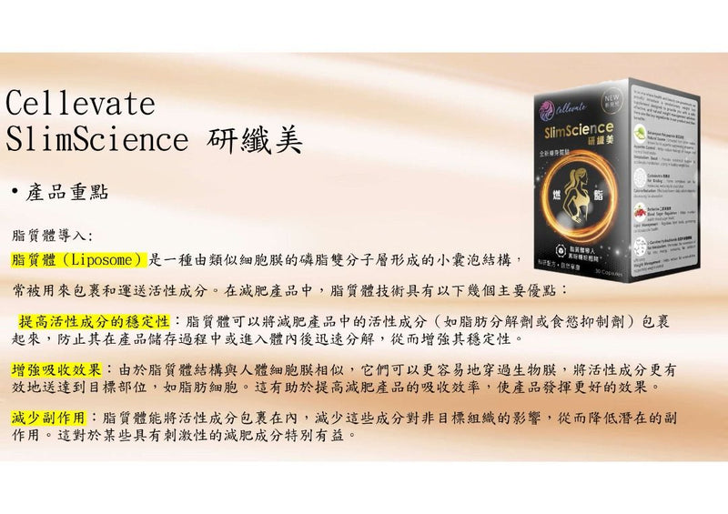 Cellevate SlimScience 研纖美 30粒