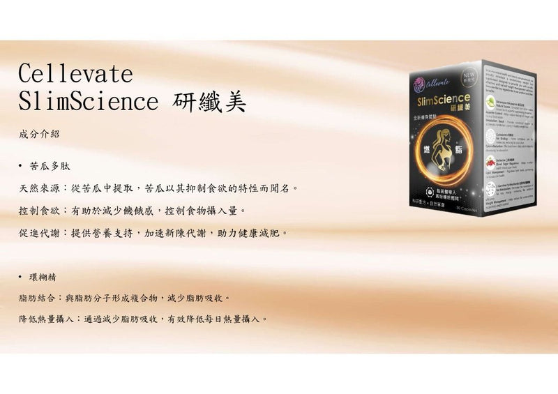 Cellevate SlimScience 研纖美 30粒