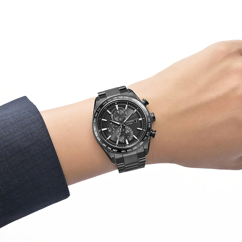 CITIZEN ATTESA AT8294-59E Eco-Drive Black Dial Radio-Controlled Titanium Watch