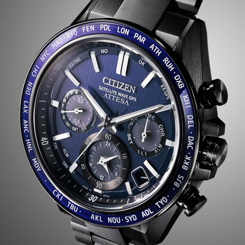 CITIZEN ATTESA CC4059-64L Eco-Drive Satellite Wave GPS Blue Dial Titanium Watch