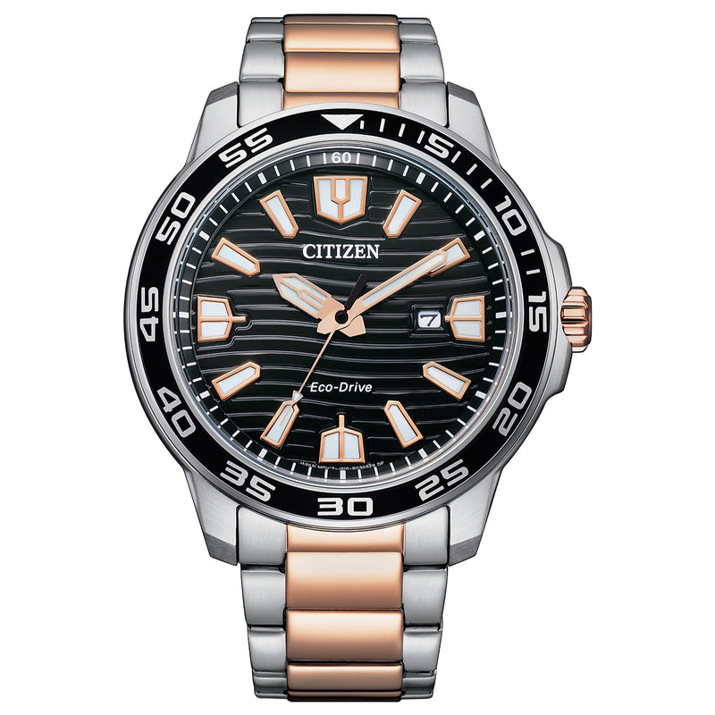 CITIZEN Eco-Drive AW1524-84E Black Dial Two-Tone Stainless Steel 10ATM Men Watch