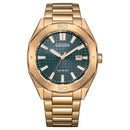 CITIZEN Eco-Drive BM7633-81X Green Dial Gold-Tone Stainless Steel 10ATM Watch