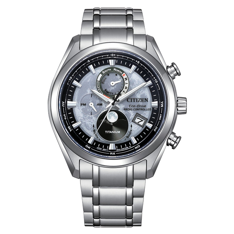 CITIZEN Eco-Drive BY1010-81H Radio-Controlled Moon Phase Display Titanium Watch