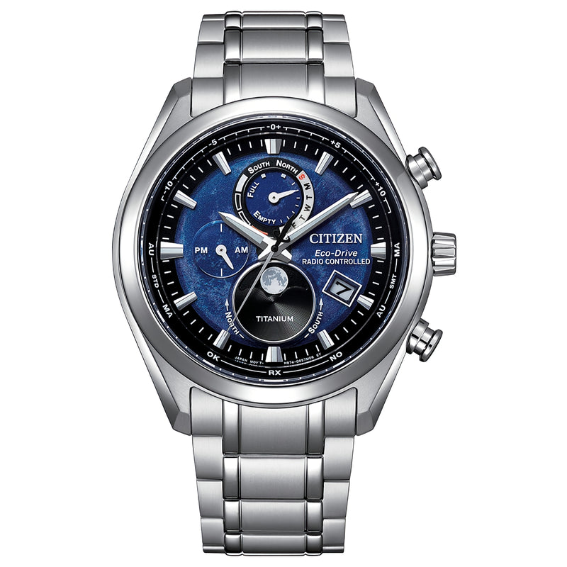 CITIZEN Eco-Drive BY1010-81L Radio-Controlled Moon Phase Display Titanium Watch