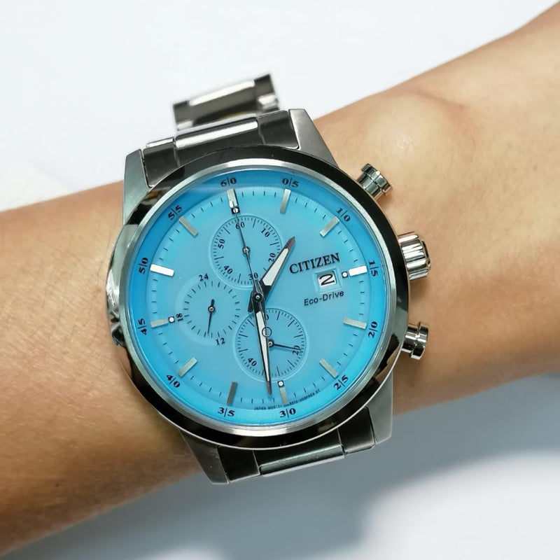 CITIZEN Eco-Drive CA0748-80L Blue Dial Date Display Chronograph 100M Men's Watch