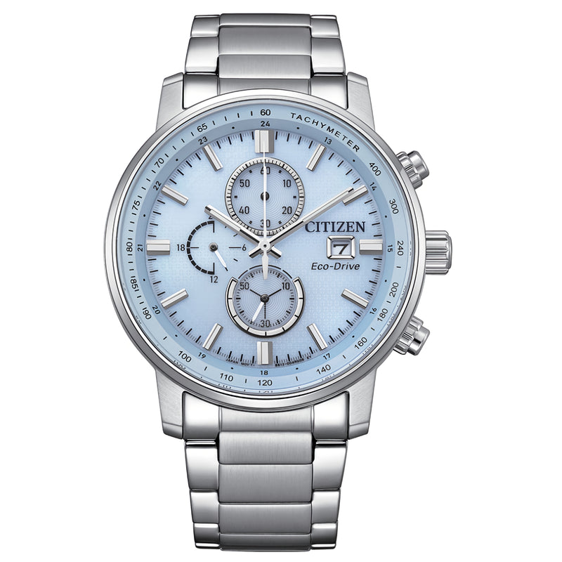 CITIZEN CA0840-87M Eco-Drive Blue Dial Chronograph Stainless Steel Men's Watch