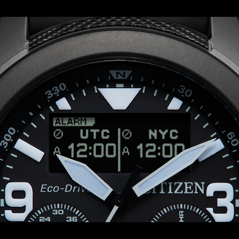 CITIZEN PROMASTER JV1007-07E Black Dial Chronograph Analog-Digital 20ATM Watch