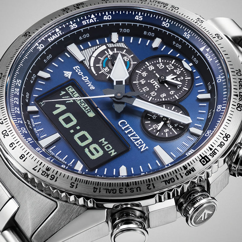CITIZEN PROMASTER JV2000-51L Blue Dial Chronograph Perpetual World Time Watch