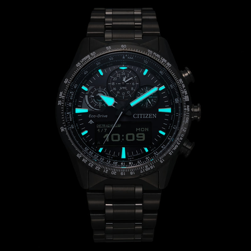 CITIZEN PROMASTER JV2005-58E Black Dial Chronograph Perpetual World Time Watch