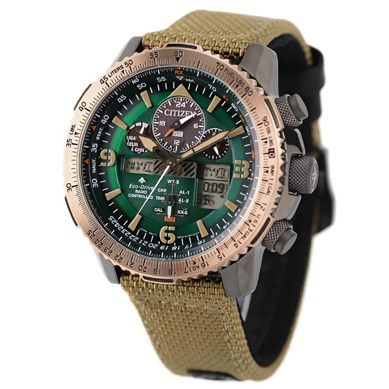 CITIZEN PROMASTER SKY JY8074-11X Eco-Drive Green Dial Chronograph 20ATM Watch