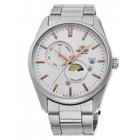 ORIENT Contemporary RN-AK0301S SUN & MOON Automatic White Dial 316L Steel Watch