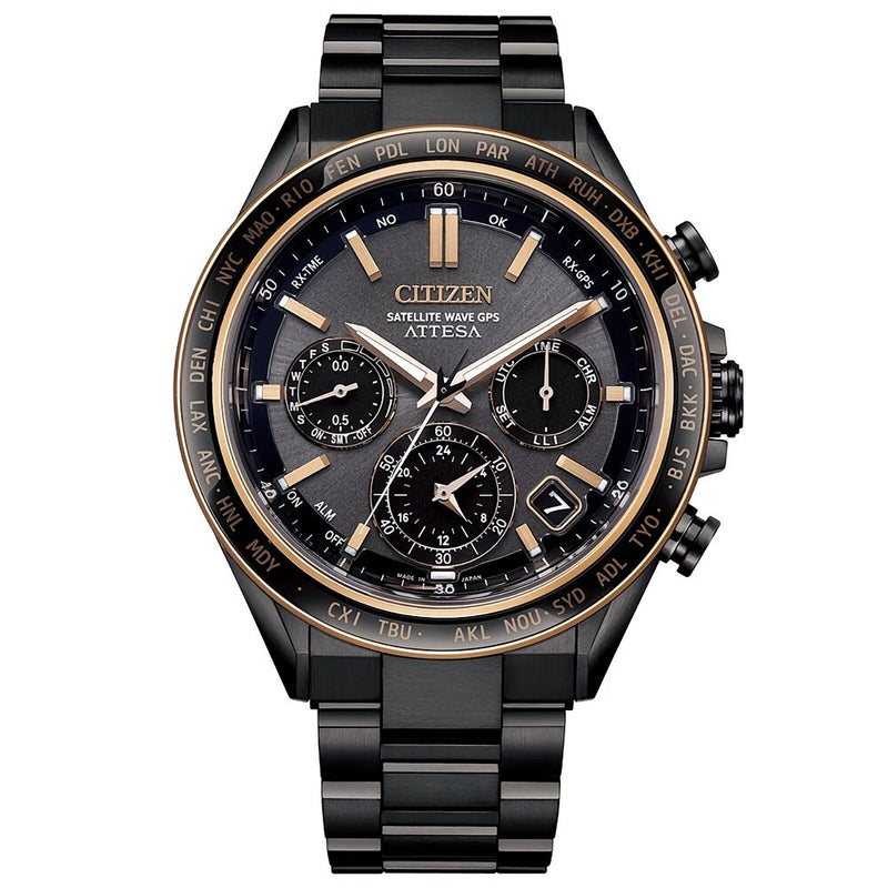 CITIZEN ATTESA CC4074-61W Eco-Drive Black Gold Titanium Satellite Wave GPS Watch