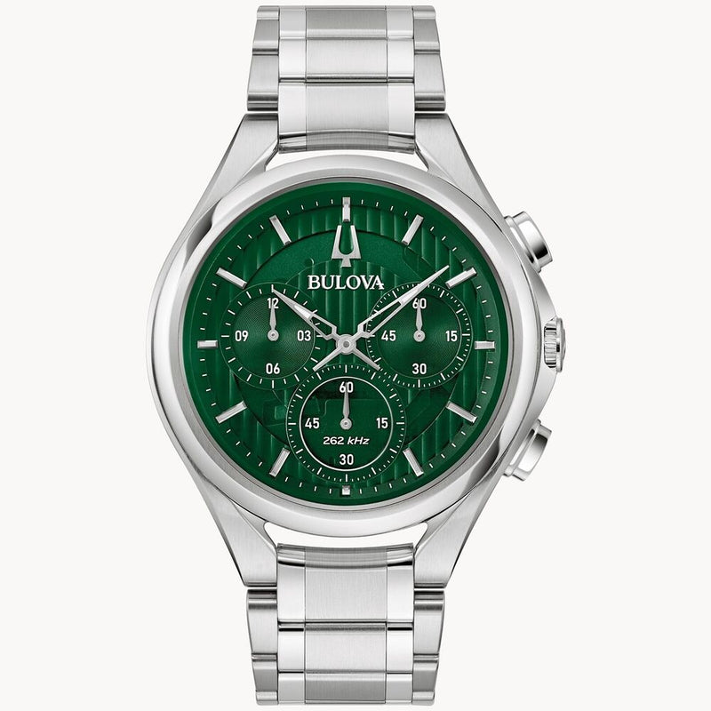 Bulova CURV 96A297 Green Dial Chronograph Sapphire Crystal 5-Hand Quartz Watch