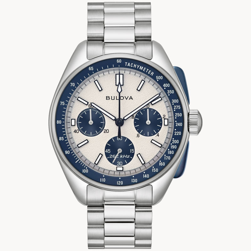 Bulova Lunar Pilot 98K112 White Dial Chronograph Sapphire Watch with Extra Strap