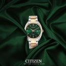 CITIZEN BI5104-57Z Green Dial Date Display Two-Tone Stainless Steel Quartz Watch