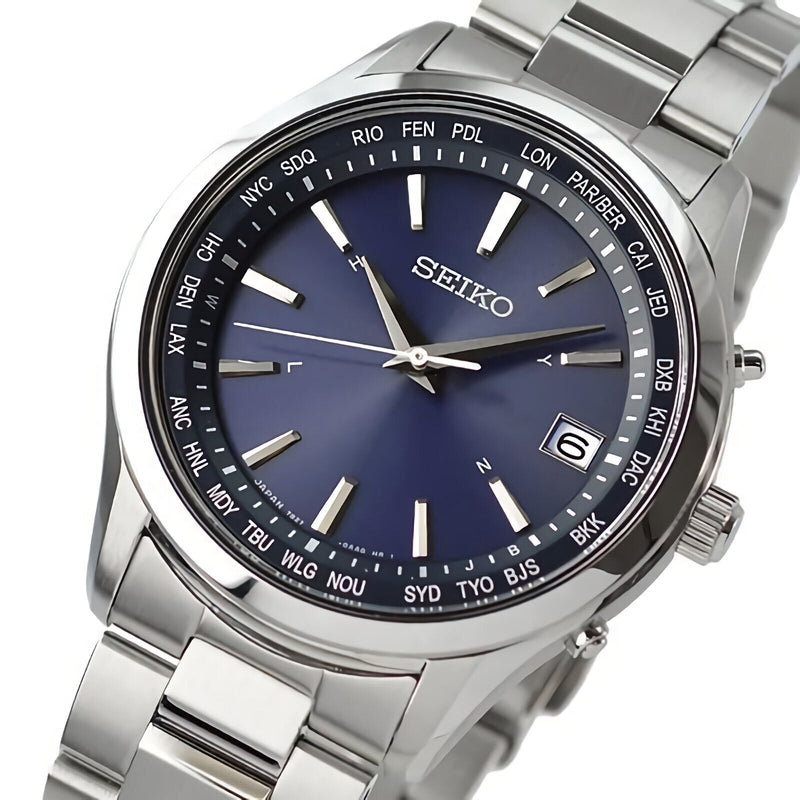 Seiko Selection SBTM271 Solar Radio Wave Blue Dial Date Display Sapphire Watch