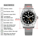 SAN MARTIN SN0135-G GMT Automatic Enamel Dial Date Display Sapphire 39mm Watch